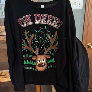 Black 'Oh Deer!' Reindeer Sweater
